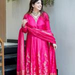 Premium Banarasi Work Anarkali Suit in Chanderi Fabric – Handwork Neck Festive & Wedding Wear Set