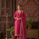 Chanderi Silk Sharara Suit Set with Embroidered Kurti & Organza Dupatta – Festive Wear