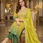 Pure Russian Silk Suit Set with Premium Zari Embroidery – 3 Piece Festive Wear Kurti Pant Dupatta