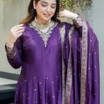 Premium Banarasi Work Anarkali Suit in Chanderi Fabric – Handwork Neck Festive & Wedding Wear Set