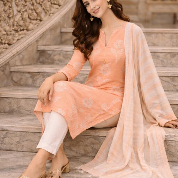 Baby Pink Embroidered Kurti Set – Premium Festive & Ethnic Wear for Women