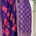 Banarasi Silk Suit Set with Zari Work & Pearl Bracelet – 4 Piece Ready-Made Festive Wear for Women