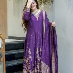 Premium Banarasi Work Anarkali Suit in Chanderi Fabric – Handwork Neck Festive & Wedding Wear Set