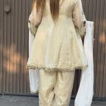 Luxury Tissue Silk Anarkali Kurta Set with Mirror Work – Ivory Cream Festive & Wedding Wear