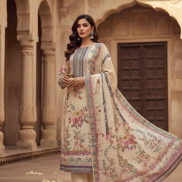 Lilac Pure Silk Suit Set with Digital Print, Mirror & Hand Work – 4 Piece Festive Wear Set