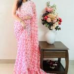 Soft Georgette Saree with Digital Print and Satin Blouse