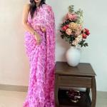 Soft Georgette Saree with Digital Print and Satin Blouse