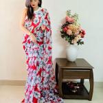 Soft Georgette Saree with Digital Print and Satin Blouse