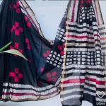 Chanderi Cotton Saree with Gold Jari Border and Digital Print