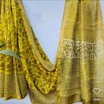 Chanderi Cotton Saree with Gold Jari Border and Digital Print