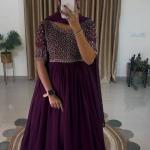 Elegant Georgette Anarkali with Embroidered Yoke