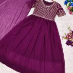 Elegant Georgette Anarkali with Embroidered Yoke