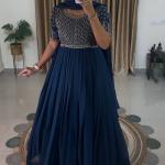 Elegant Georgette Anarkali with Embroidered Yoke
