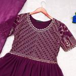 Elegant Georgette Anarkali with Embroidered Yoke