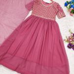 Elegant Georgette Anarkali with Embroidered Yoke