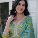 KA-1156 Premium Pure Cotton Kurti with Pant & Dupatta Set