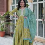 KA-1156 Premium Pure Cotton Kurti with Pant & Dupatta Set