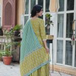 KA-1156 Premium Pure Cotton Kurti with Pant & Dupatta Set