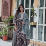 KA-1156 Premium Pure Cotton Kurti with Pant & Dupatta Set