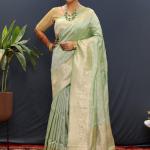 Poli Bandhani – Pure Silk Handloom Saree with Gold Jari Weaving