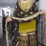 MD-3033 | Elegant Embroidered Chinnon Silk Sharara Set