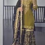 MD-3033 | Elegant Embroidered Chinnon Silk Sharara Set