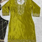 MD-3033 | Elegant Embroidered Chinnon Silk Sharara Set
