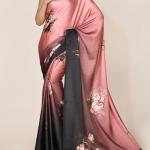 Floral Luxe Heavy Satin Saree with Mono Banglory Blouse