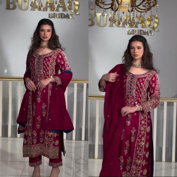 MD-3034 | Luxe Pakistani Designer Organza Suit Set