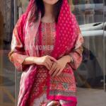 DT BRAND Lilac Elegance Muslin Pakistani Suit Set – Digital Print & Hand Embroidery