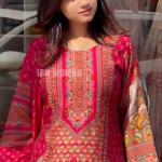 DT BRAND Lilac Elegance Muslin Pakistani Suit Set – Digital Print & Hand Embroidery