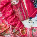 DT BRAND Lilac Elegance Muslin Pakistani Suit Set – Digital Print & Hand Embroidery