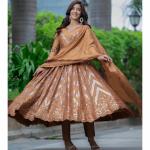MF-450 | Premium Alia Cut Anarkali Suit Set in Chinon Silk with Sequins Embroidery