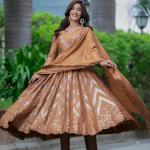 MF-450 | Premium Alia Cut Anarkali Suit Set in Chinon Silk with Sequins Embroidery