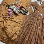 MF-450 | Premium Alia Cut Anarkali Suit Set in Chinon Silk with Sequins Embroidery