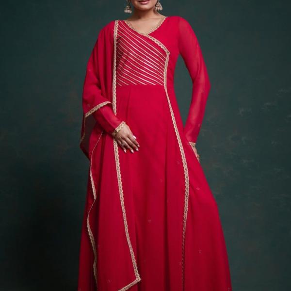 TF-298 | Real Model Gota Patti Georgette Gown Set