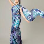 Velora Bloom – Floral Heavy Satin Saree with Plain Blouse Piece