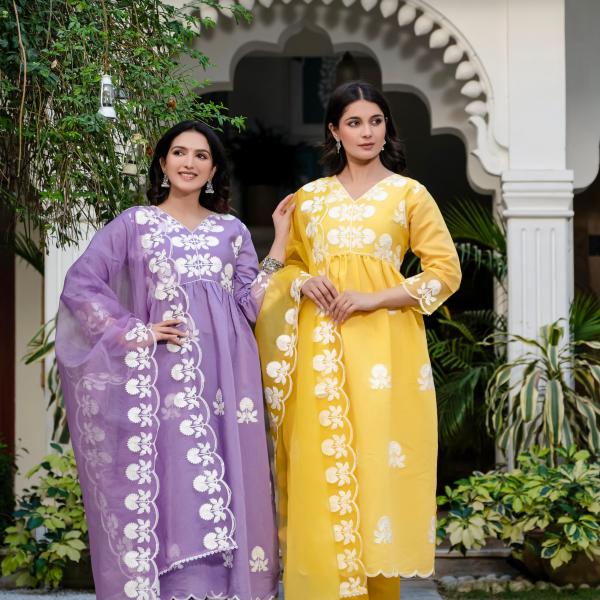 Royal Grace | Wedding Special Roman Silk Embroidered Suit Set