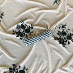 PearlGrace – Off-White Georgette Saree with Pearl Lace & Printed Blouse