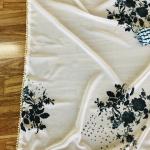 PearlGrace – Off-White Georgette Saree with Pearl Lace & Printed Blouse