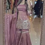 MD-3035 | Premium Embroidered Neutral Silk Sharara Set