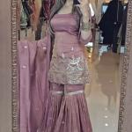 MD-3035 | Premium Embroidered Neutral Silk Sharara Set