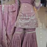 MD-3035 | Premium Embroidered Neutral Silk Sharara Set