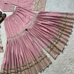 MD-3035 | Premium Embroidered Neutral Silk Sharara Set