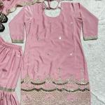 MD-3035 | Premium Embroidered Neutral Silk Sharara Set