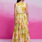 TF-352 | Elegant Organza Printed Gown with Handwork Detailing
