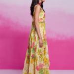 TF-352 | Elegant Organza Printed Gown with Handwork Detailing