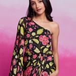 TF-343 | Black Chinon Silk Printed Co-Ord Set