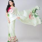 Blossom Luxe – Floral Print Heavy Japan Satin Saree with Plain Satin Blouse (GRTN2194)