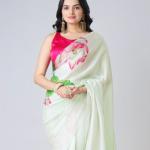 Blossom Luxe – Floral Print Heavy Japan Satin Saree with Plain Satin Blouse (GRTN2194)